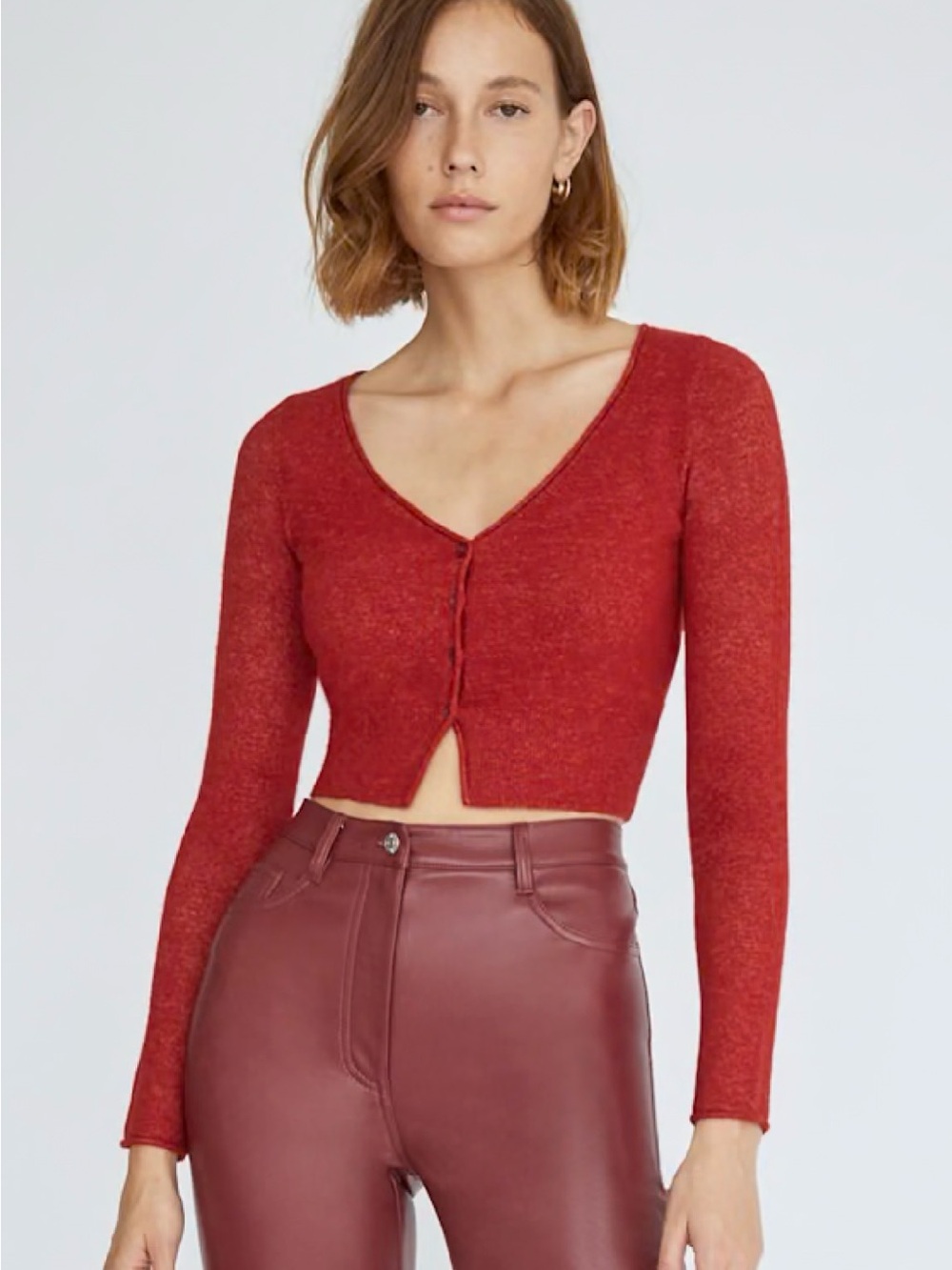 Aritzia Wilfred Santorini Cardigan size XXS crimson red
